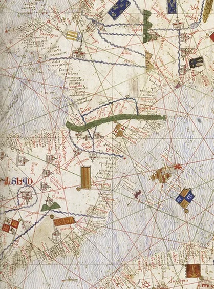 Catalan Atlas, Abraham Cresques, 1374, Paris, BNF, mss. Esp. 30, detail